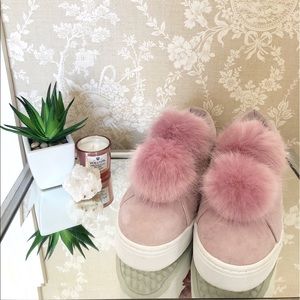 Sam Edelman Leya Slip On Faux Fur Pom Pom Sneaker